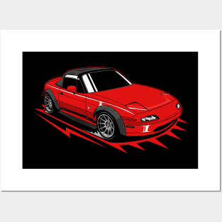 Red miata classic Posters and Art